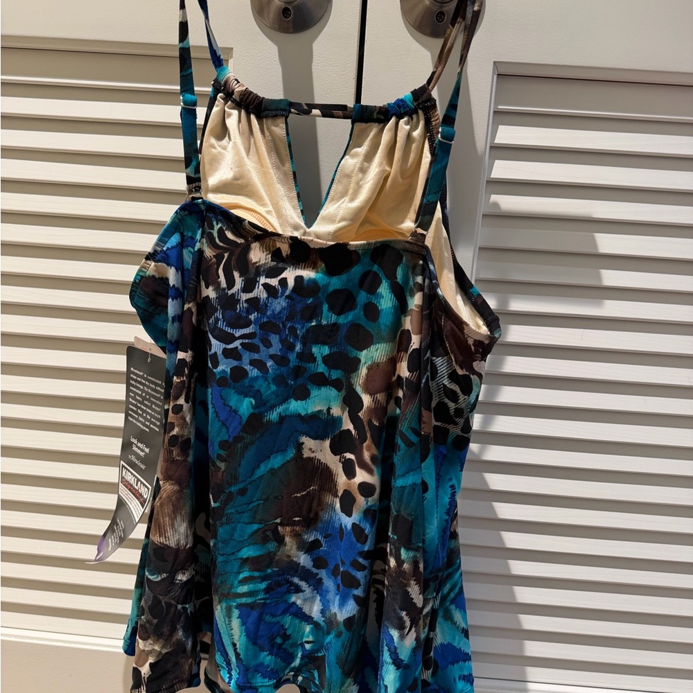 Miraclesuit Blue and Brown Animal Print Top - Picture 2 of 4